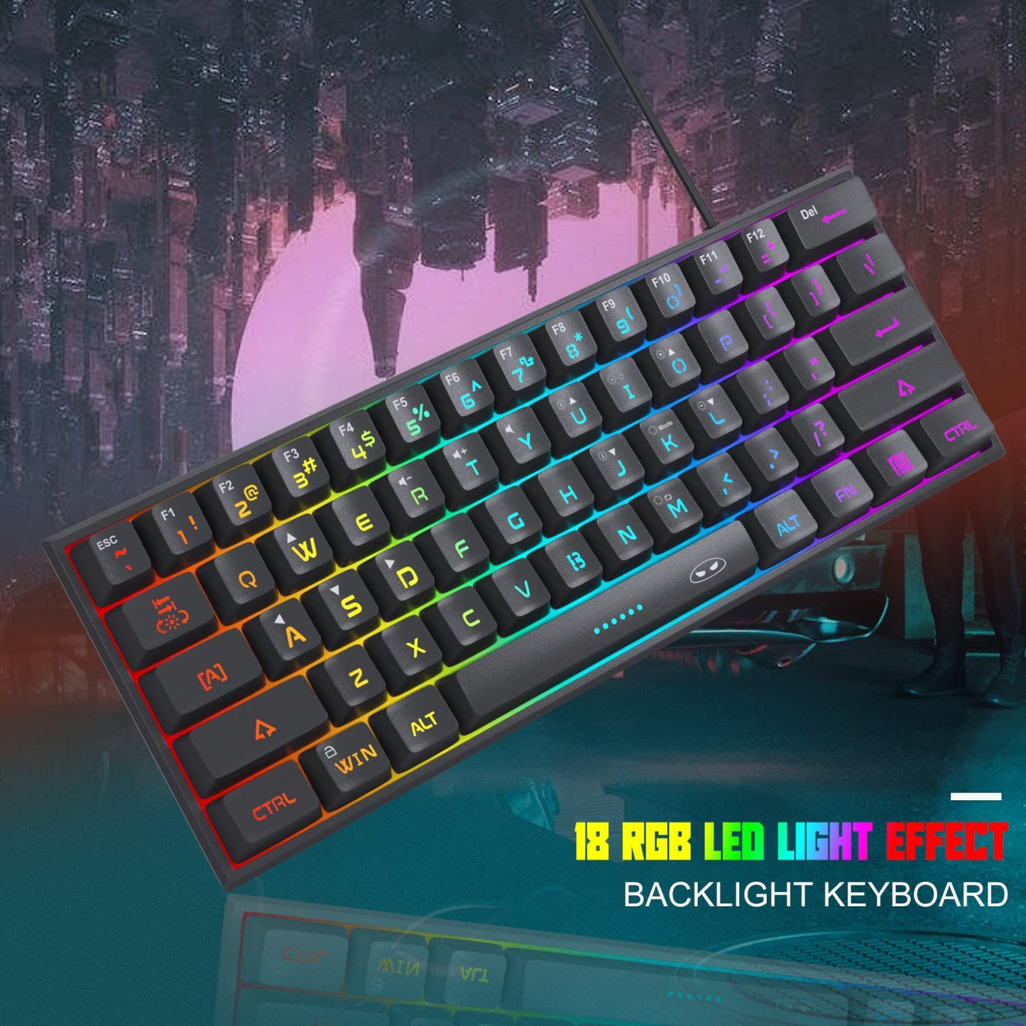 MageGee Mini 60% Gaming Keyboard, RGB Backlit 61 Key